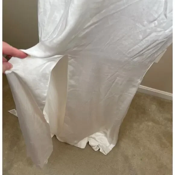 FOR LOVE & LEMONS Cora Cowl Neck Draped Off the Shoulder White Maxi Gown Size L - Picture 8 of 14